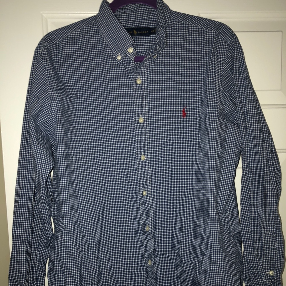 Men’s Polo royal blue gingham print
